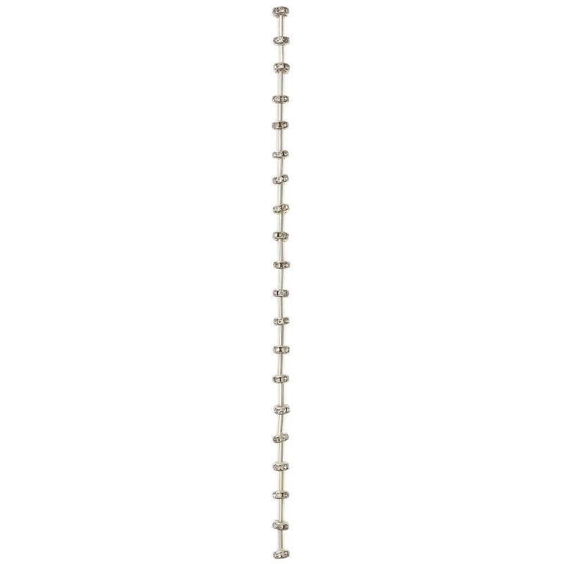 Silver Rhinestone Studded Rondel Beads, 4mm by Bead Landing™