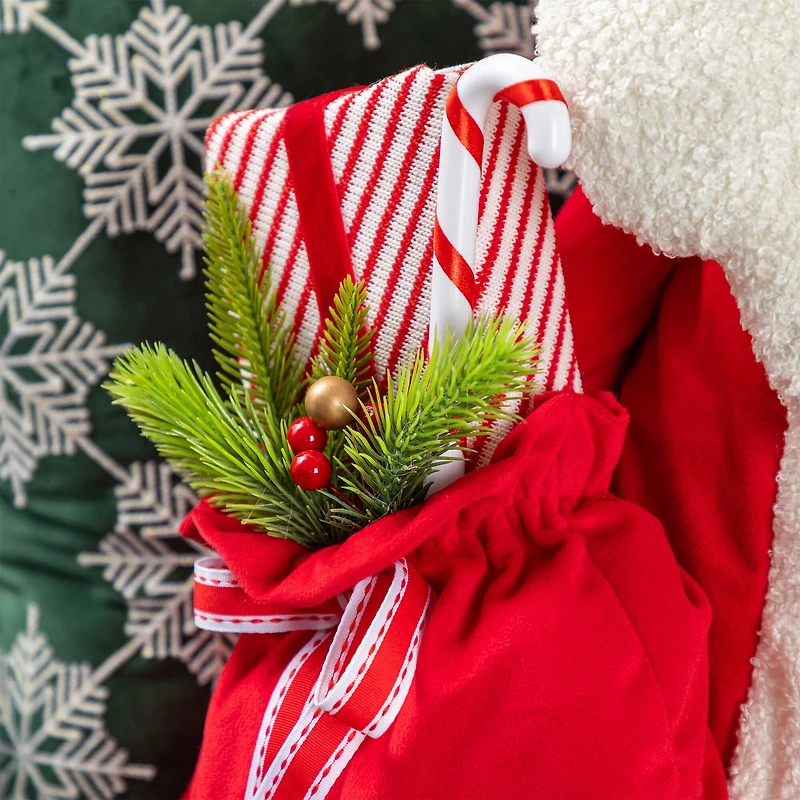 Glitzhome® 60"H Christmas Oversized Fabric Santa With Dangle Legs