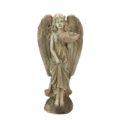 19.5" Angel with Flower Garden Statue Bird Feeder