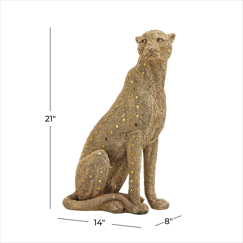 CosmoLiving by Cosmopolitan Gold Polystone Glam Sculpture, 21" x 8" x 14"