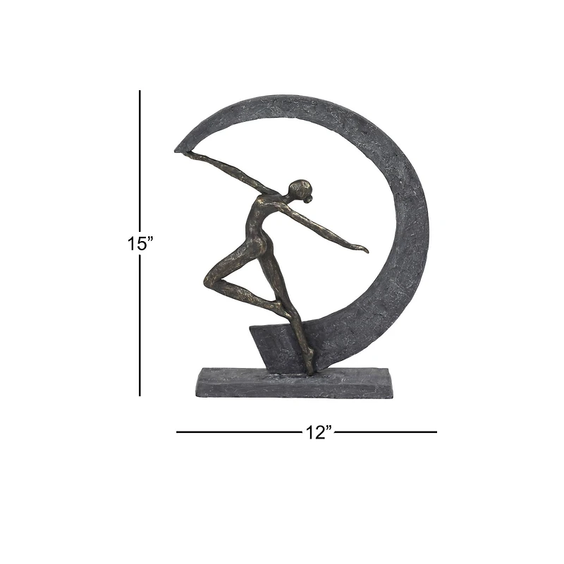 Grey Resin Modern Sculpture, Dancer 15" x 12" x 3"