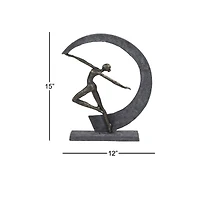 Grey Resin Modern Sculpture, Dancer 15" x 12" x 3"