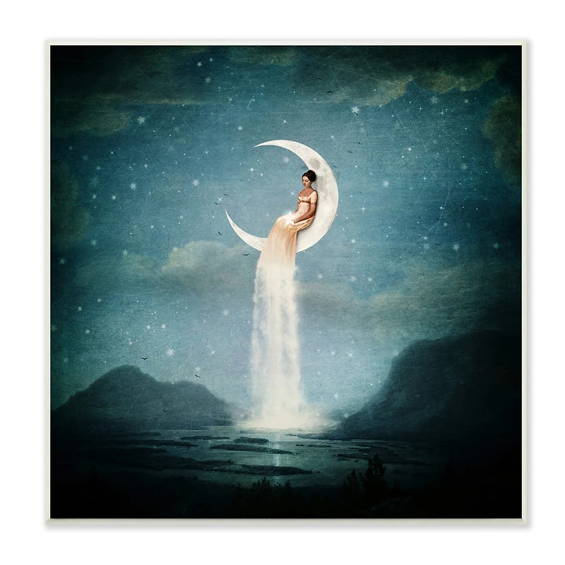 Stupell Industries Moon & Ocean Landscape Wall Plaque Art