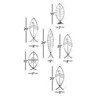 Set of 6 Black Metal Industrial Abstract Wall Decor, 16", 20", 24"