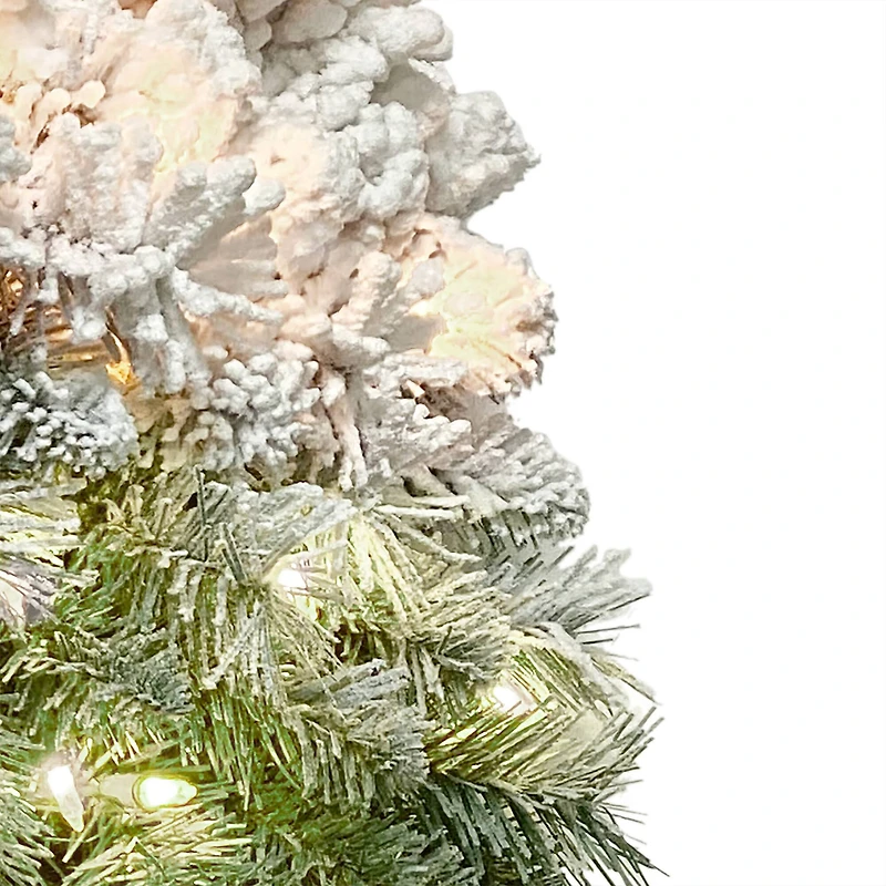 30" Pre-Lit Half Flocked Ribboned Wreath