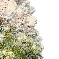 30" Pre-Lit Half Flocked Ribboned Wreath