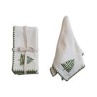 Hello Honey® Natural & Green Embroidered Tree Cotton Napkins, 4ct.
