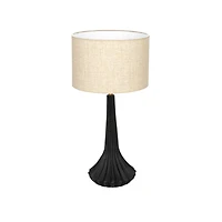 Hello Honey® 24" Black & Natural Mango Wood Pleated Table Lamp with Linen Shade