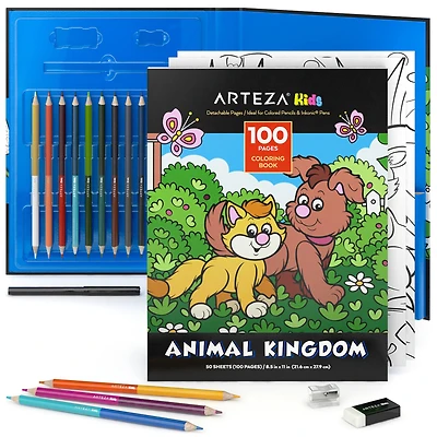 Arteza® Kids Land Animals Coloring Book Kit