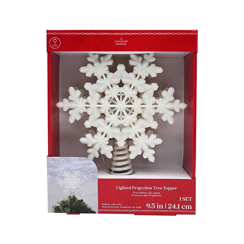 9.5" Glitter Snowflake Lighted Projection Tree Topper by Ashland®