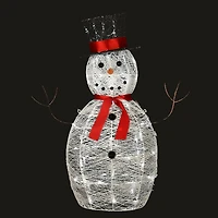 36" Pre-Lit Sisal Snowman Decoration