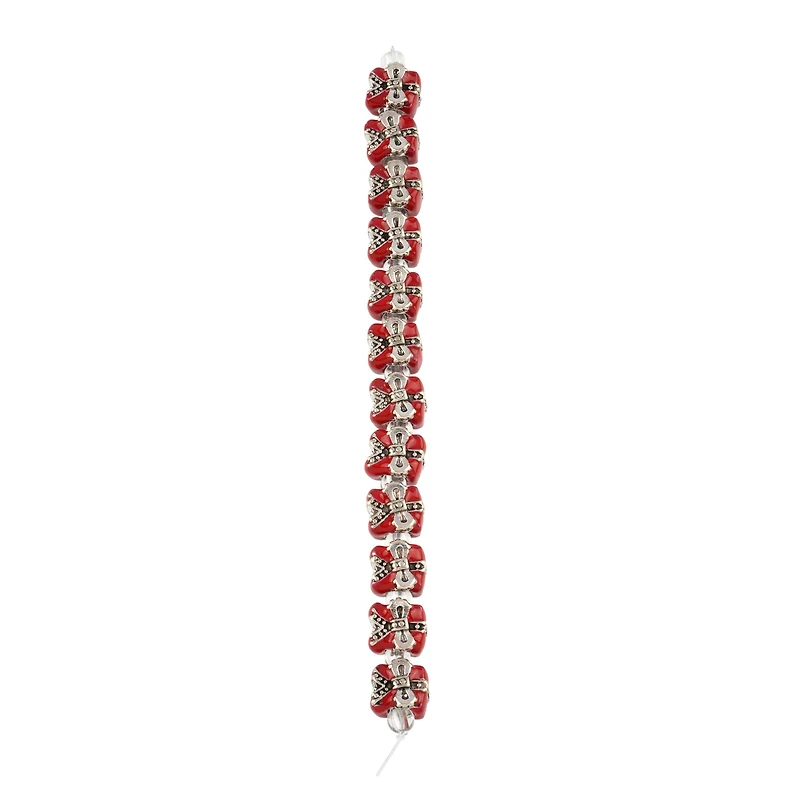 Red & Silver Bow Accented Beads, 10mm by Bead Landing™