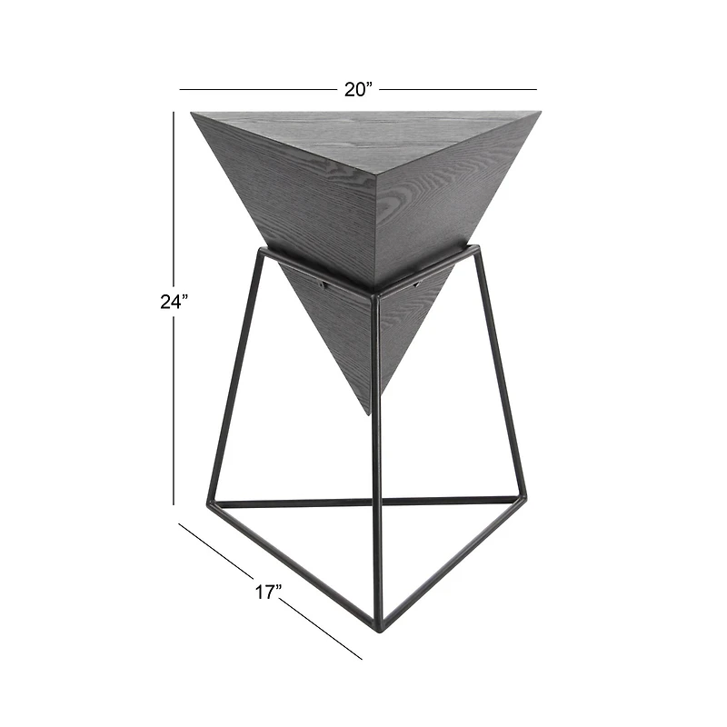Gray Metal & Wood Modern Accent Table