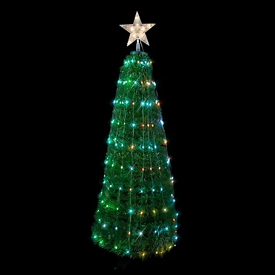 4ft. Pop Up Outdoor Artificial Christmas Tree, Color Chaning LED Lights