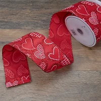 2.5" x 10yd. Glittered Hearts Valentine's Day Wired Craft Ribbon