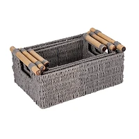 Household Essentials Paper Rope with Wooden Handles Basket Set