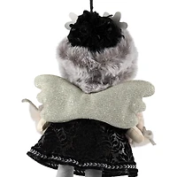 Plush Winter Angel Girl Hanging Christmas Ornament - 8.5" - Gray and Black