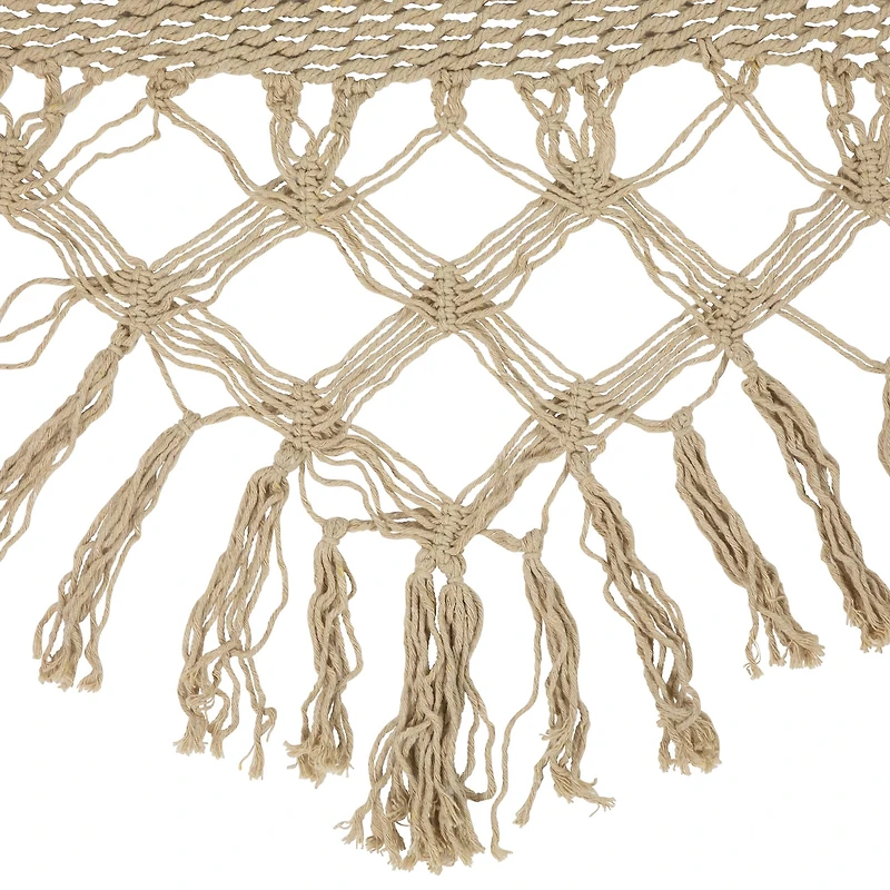 78" x 31" Natural Brown Macramé Hammock with Patterned Tassels