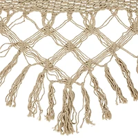 78" x 31" Natural Brown Macramé Hammock with Patterned Tassels