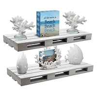 Sorbus Gray Wood Pallet Style Floating Shelf, 2ct.