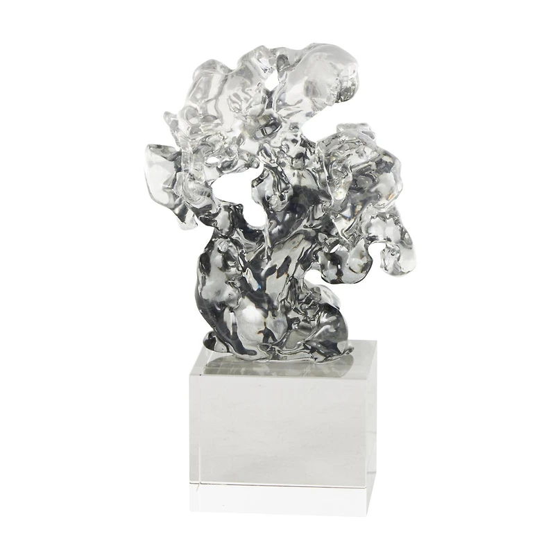 10" Clear Freeform Glass Sculpture