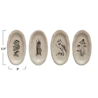 Hello Honey® 5.5" Nature Print Organic Shape Stoneware Plate Set