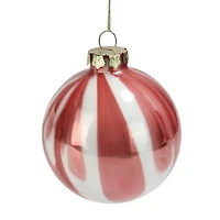 3" Pink & White Marbled Glass Ball Ornament