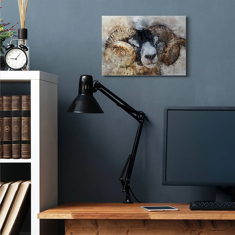 Stupell Industries Big Horned Ram Canvas Wall Art