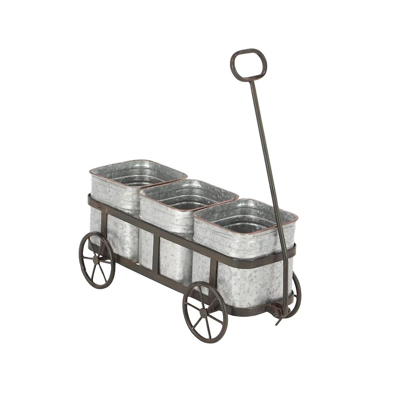 Silver Metal Farmhouse Wagon Planter