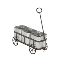 Silver Metal Farmhouse Wagon Planter