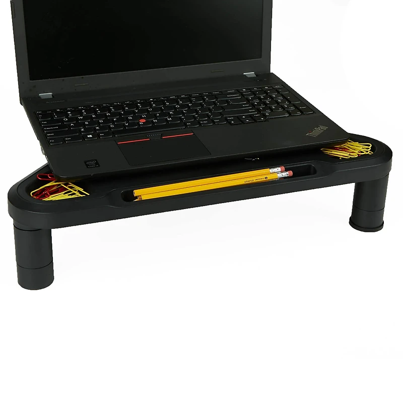 Mind Reader Black Monitor Plastic Stand Riser Set