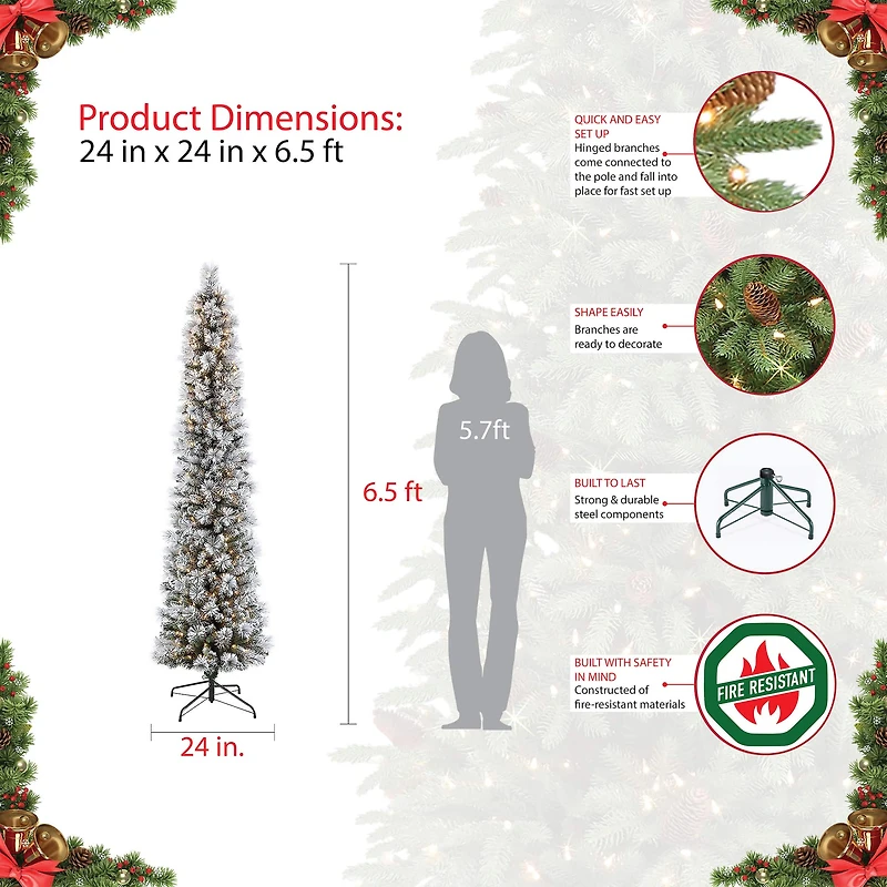 6.5ft. Pre-Lit Portland Pine Artificial Christmas Tree, Clear Lights