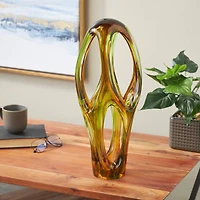 21" Orange Glass Abstract Ombre Cutout Sculpture