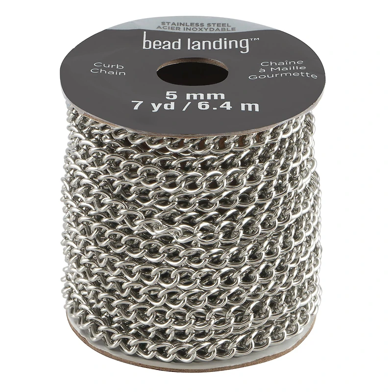 5mm Stainless Steel Curb Chain Spool, 7yd. by Bead Landing™