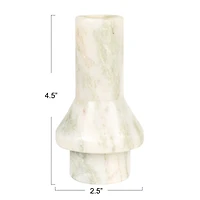 Hello Honey® 4.5" White & Green Verdant Marble Taper Candle Holder