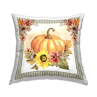 Stupell Industries Pumpkin with Flower Accent Decorative Printed Throw Pillow