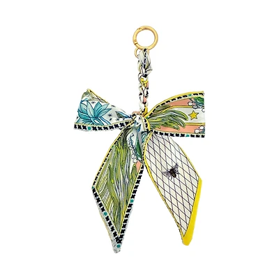 Blue Moon Studio™ Yellow & Multicolor Leaf Print Bow Bag Charm