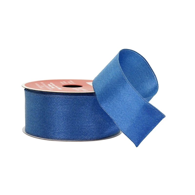 1.5" x 30ft. Navy Wired Satin Ribbon by Celebrate It®