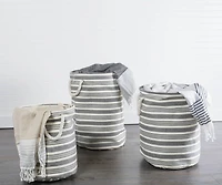 DII® Urban Stripe Gray Round Storage Bin