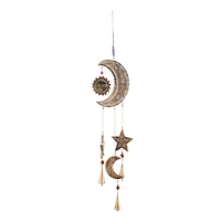 Gold Mango Wood Eclectic Style Windchime, 7" x 1" x 27"