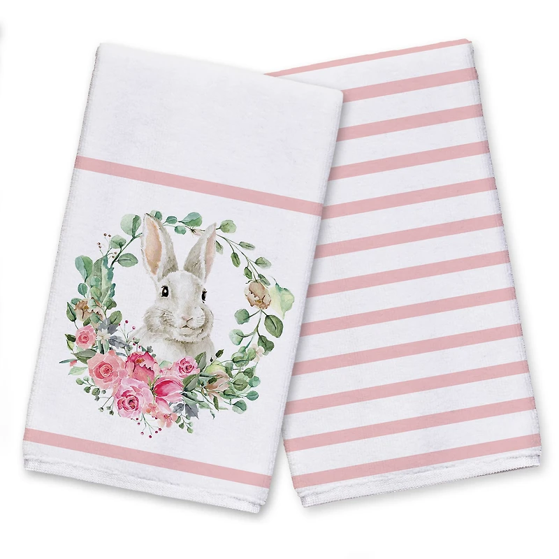 Rabbit Wreath Tea Towel - Set of 2