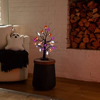 18in. Pre-Lit Artificial Halloween Ghost, Bats & Pumpkins 24 LED Lighted Ornament Tree