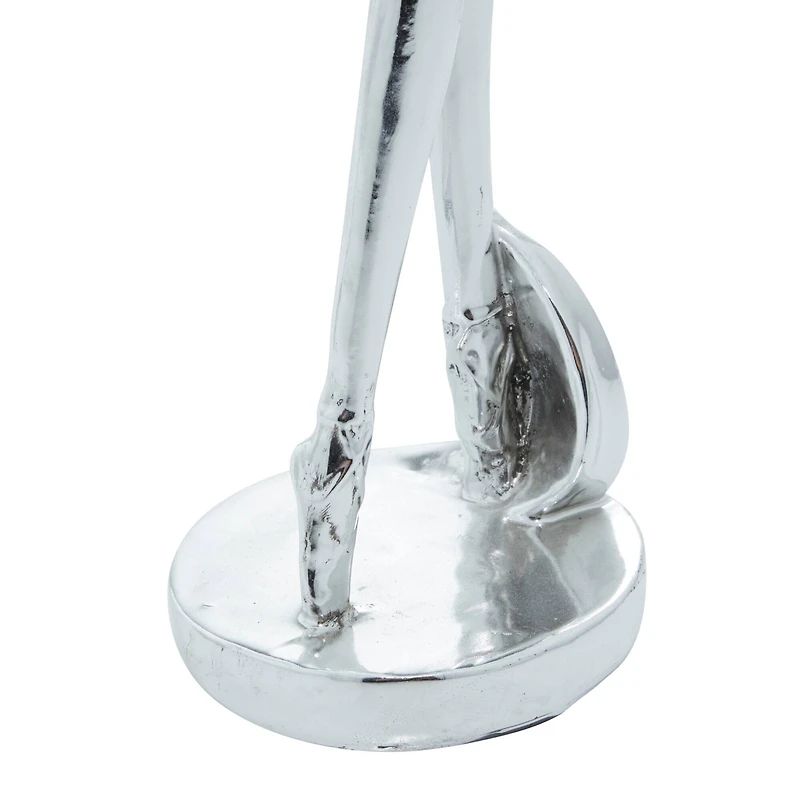 Set of 3 Silver Polystone Modern Dancer Sculpture, 18", 18", 16"