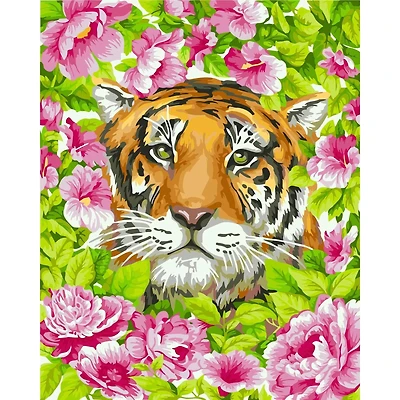 Crafting Spark Tiger with Flowers Painting by Numbers Kit