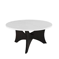 36" Faux White Marble & Graphite Mid Century 3-Leg Round Coffee Table