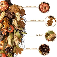 Glitzhome® 27" Fall Pumpkin Leaf Swag