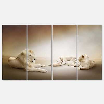 Designart - White Lion Family