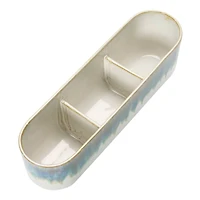 Hello Honey® 14.5" Blue & White Stoneware 3 Section Window Planter