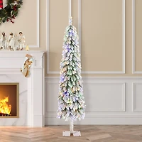 Glitzhome® 6ft Pre-Lit Flocked Artificial Christmas Tree, Warm White Lights