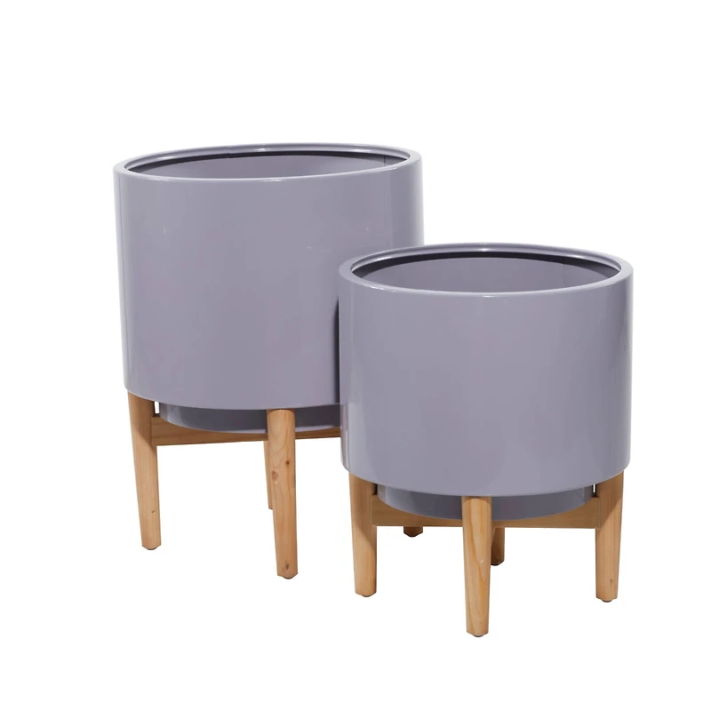 Gray Iron Contemporary Planter Set